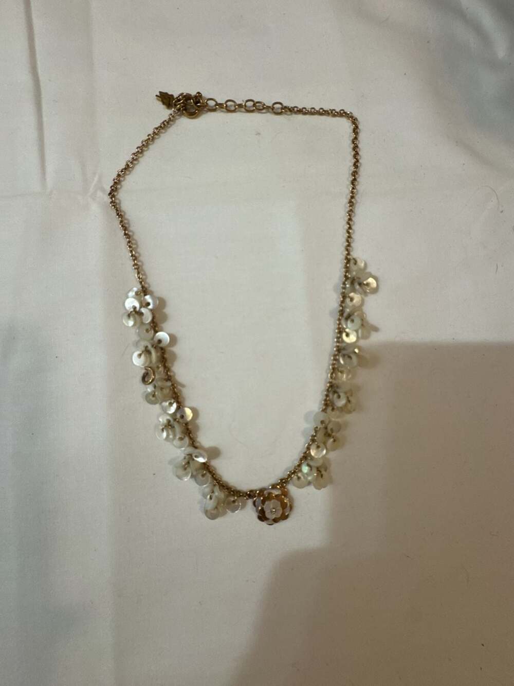 Folli Follie Gold Tone Mother of Pearl Flower Cluster Charm Necklace